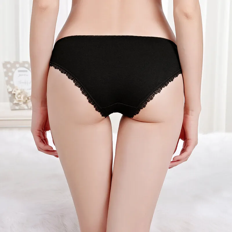 12 X Womens Solid Soft Lace Briefs Undies Sexy Underwear With Bow