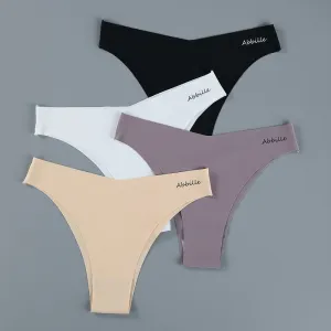 3 pack Seamless Lingerie Thongs Underwear Woman Invisible Low-Rise Underpants Panties Bikini Briefs