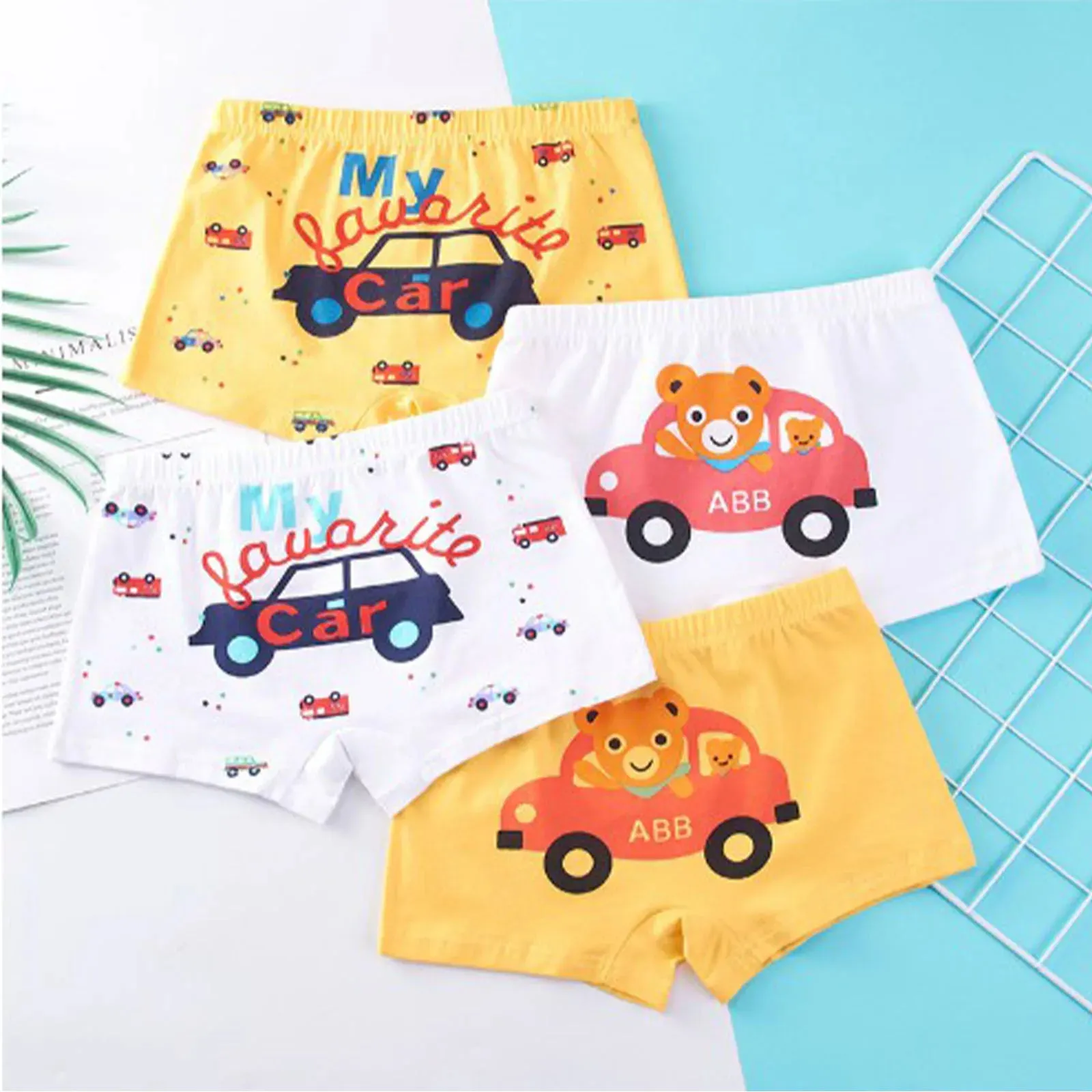 4Pcs Boys Cartoon Panties Kids Short Pants Quality Cotton Boxers Children Underpants Anime Design Cute Underwears Size M-4XL