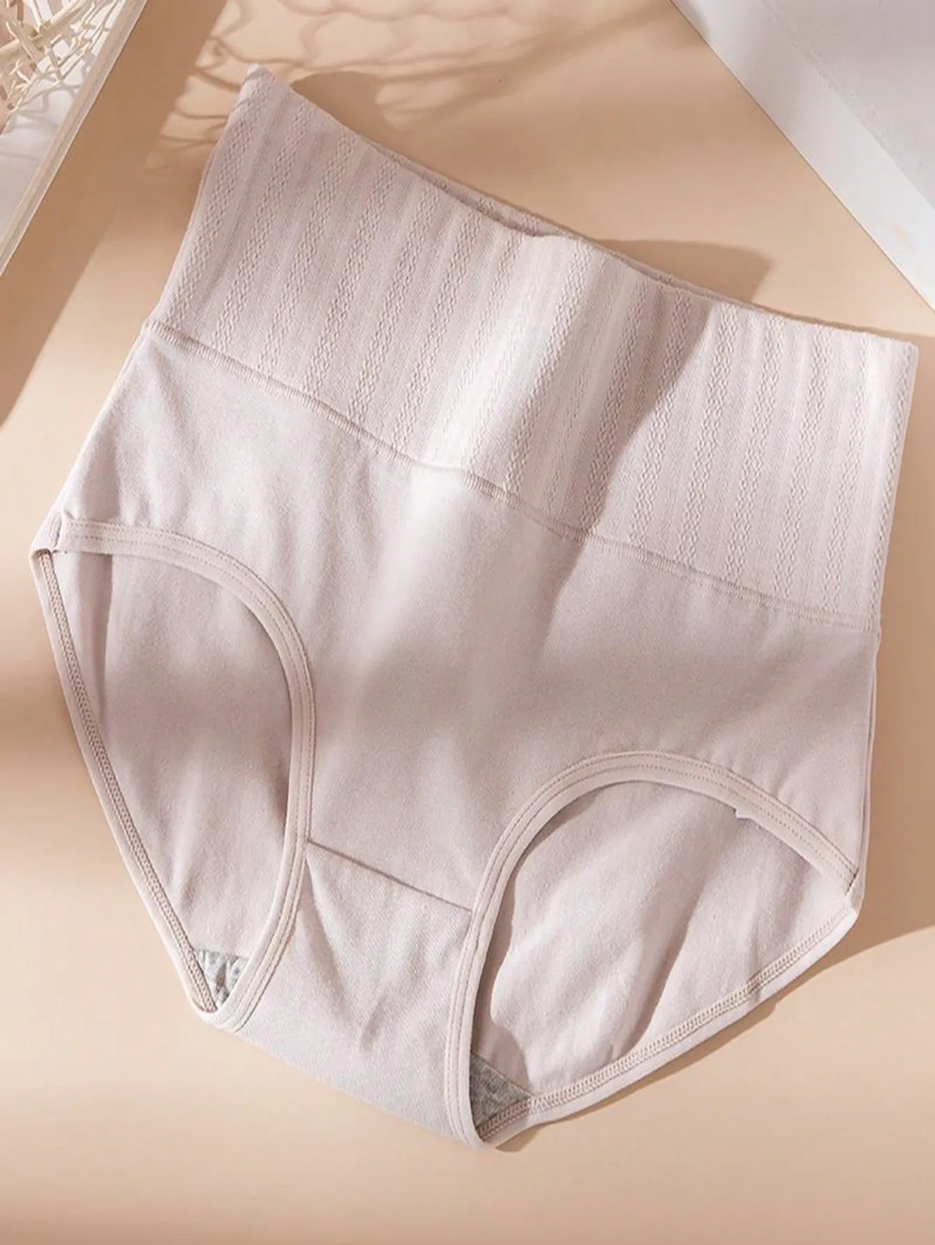 4pcs/Set Women's High Waist High Elasticity Triangle Panties, Breathable & Skin-Friendly & Slimming, Solid Color, Elegant