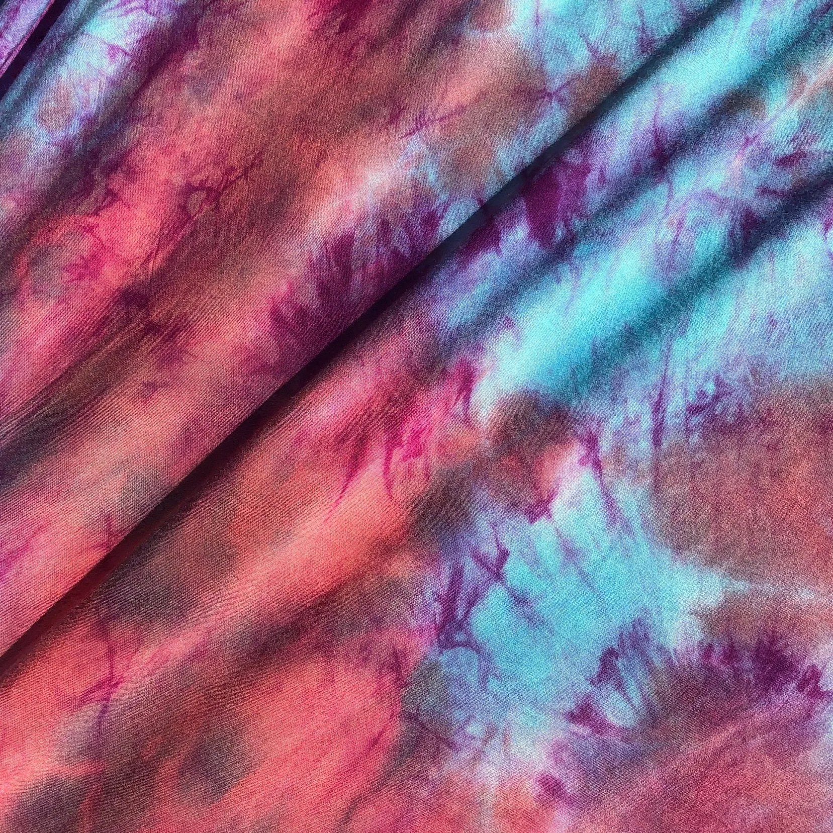 60” Bamboo 4-Way Stretch with Spandex Watermelon Cotton Candy Tie Dye Tie Dyed Apparel Jersey Knit Fabric By the Yard