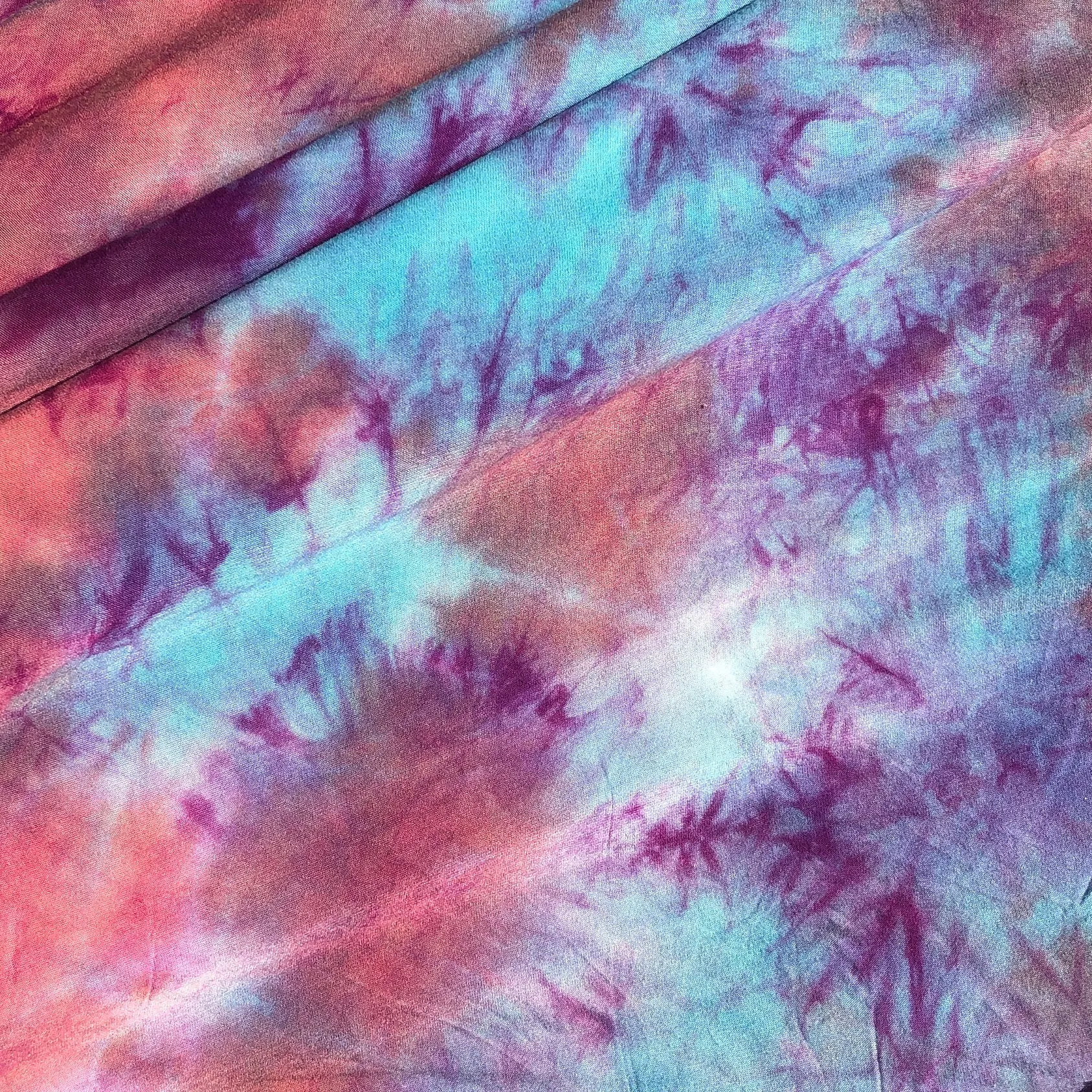 60” Bamboo 4-Way Stretch with Spandex Watermelon Cotton Candy Tie Dye Tie Dyed Apparel Jersey Knit Fabric By the Yard