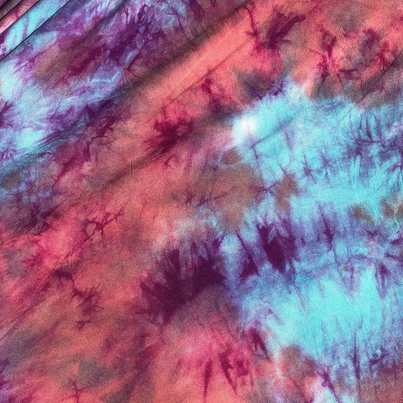 60” Bamboo 4-Way Stretch with Spandex Watermelon Cotton Candy Tie Dye Tie Dyed Apparel Jersey Knit Fabric By the Yard