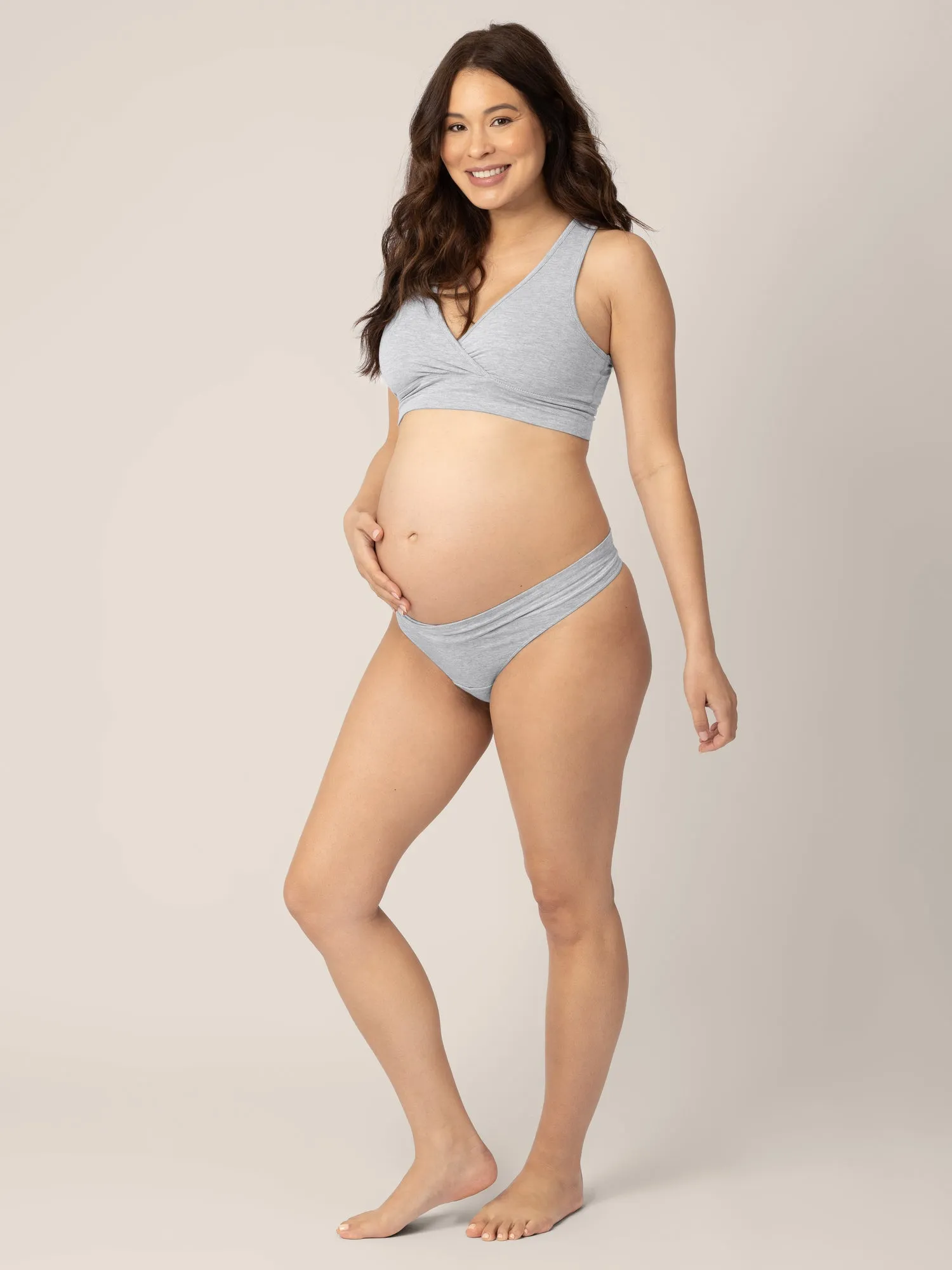 Bamboo Maternity & Postpartum Thong | Grey Heather