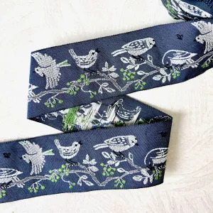 Birds, Organic Cotton Jacquard Ribbon - Multiple Colorways