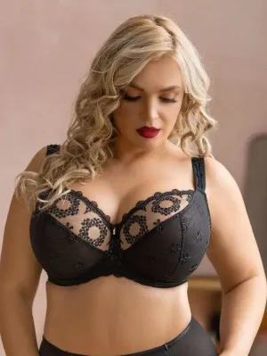 Black Fortuna Soft Cup Bra in bands 30 through 42