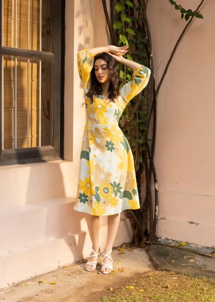 Blair Dress- Mosaic Yellow Print