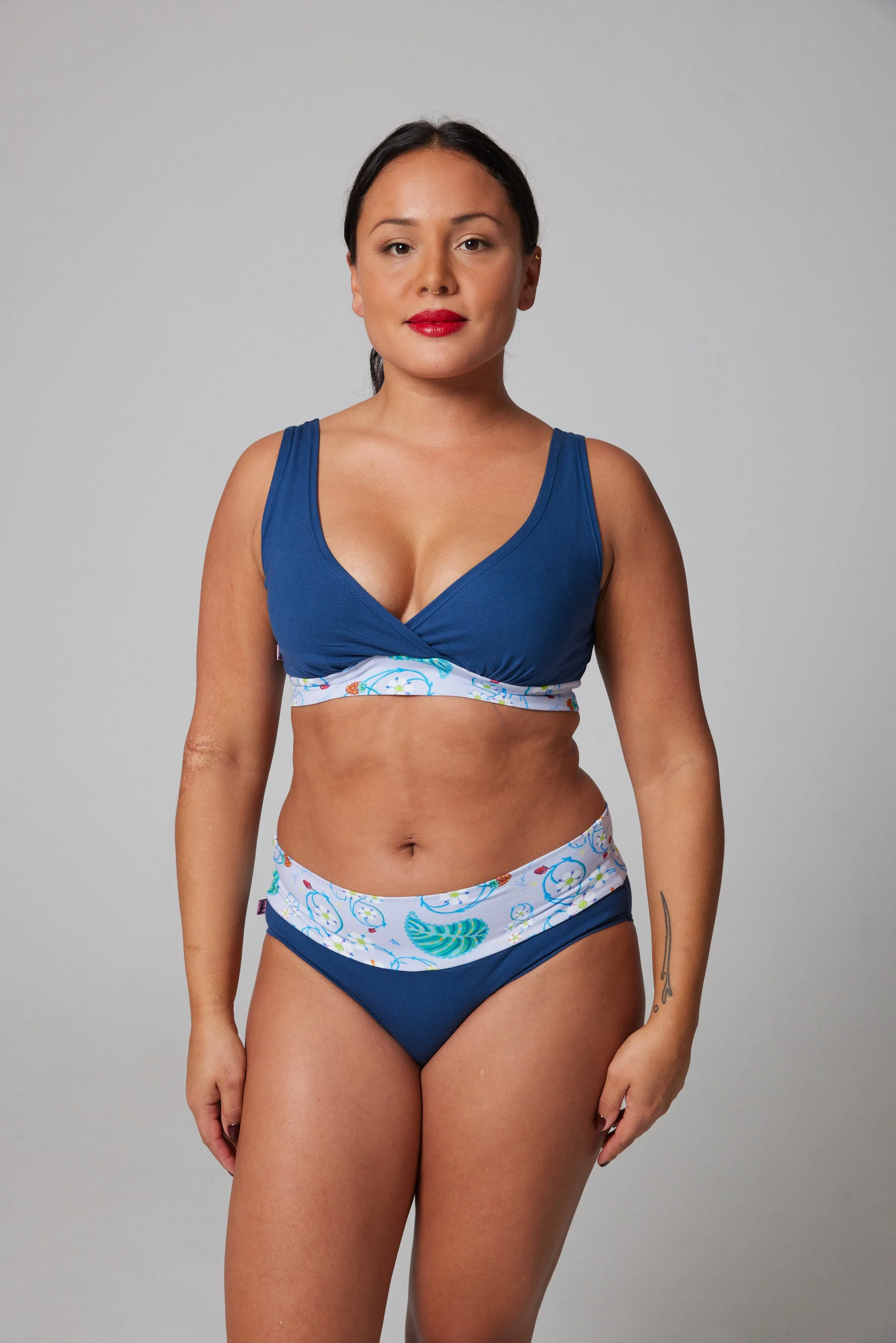 Bralette - Organic Cotton - Blue/Strawberries