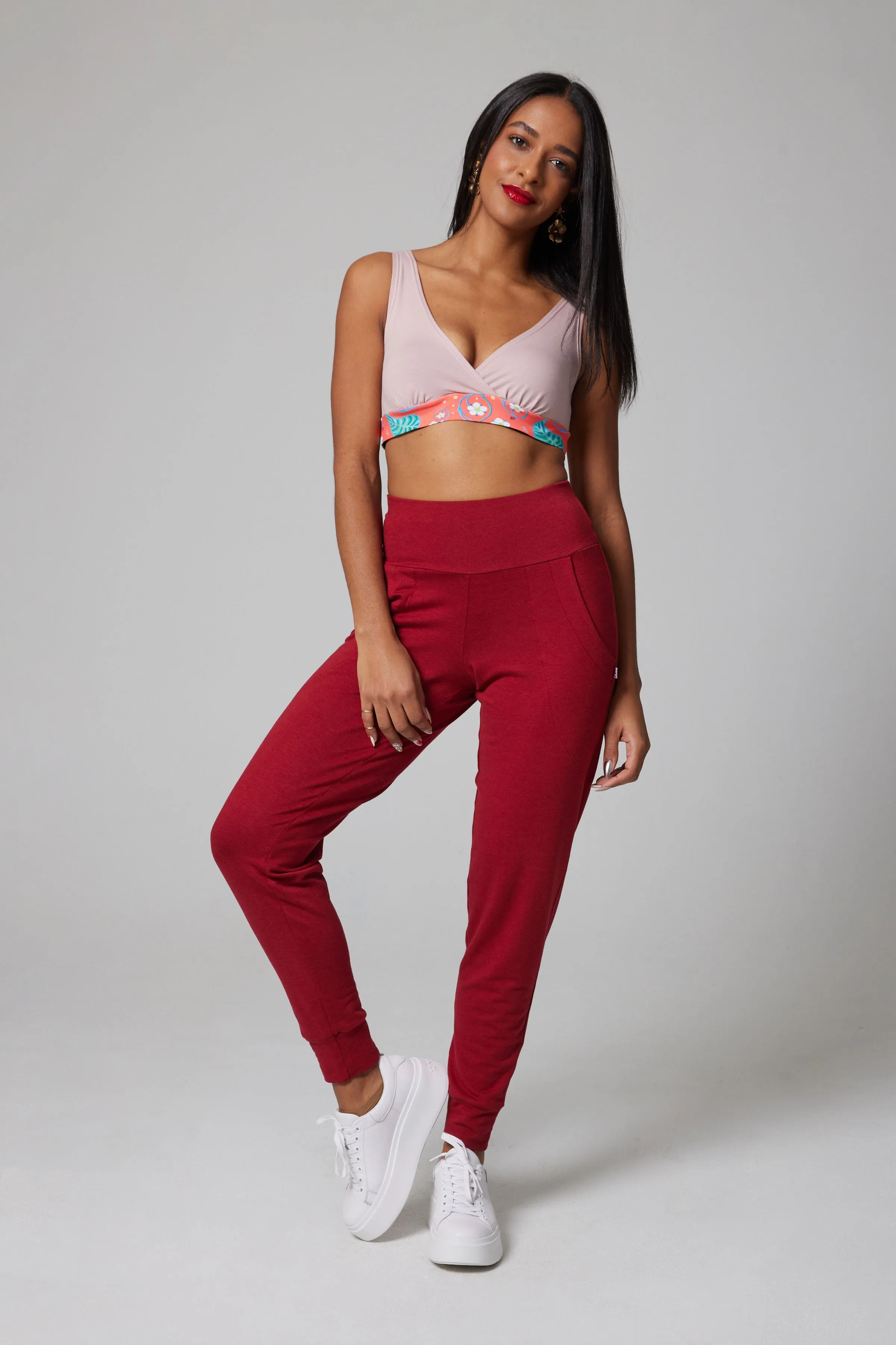 Bralette - Organic Cotton -Pink/Strawberry Coral