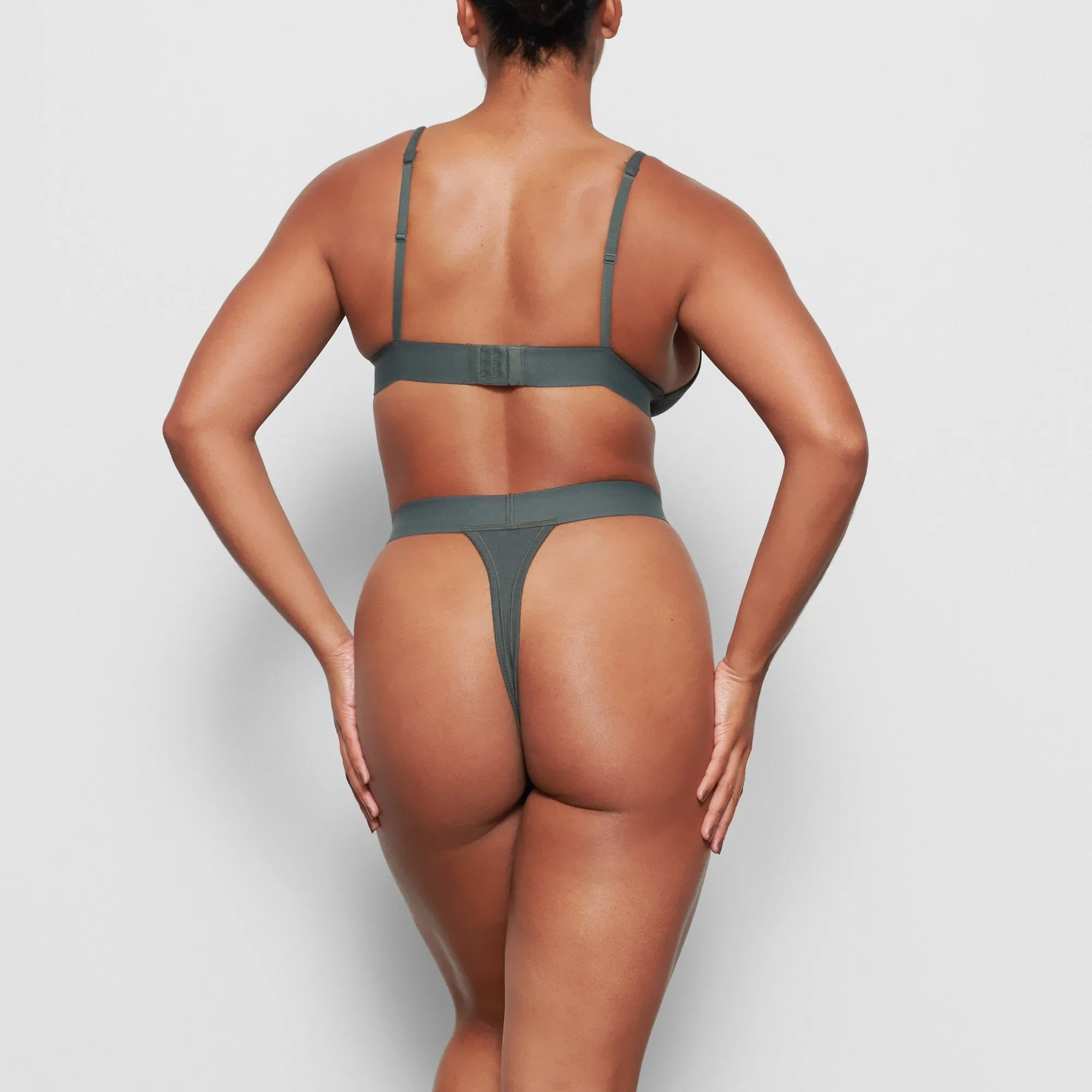 COTTON RIB THONG | DEEP SEA