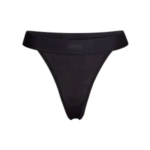 COTTON RIB THONG | SOOT