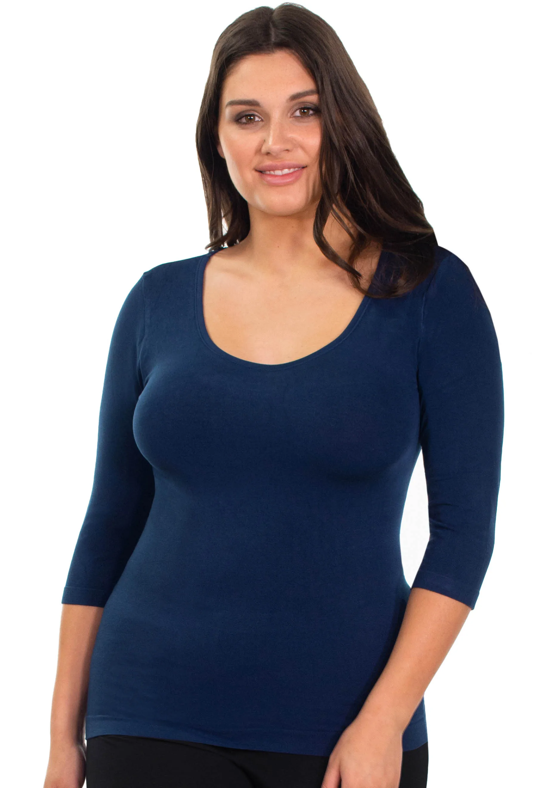 Curvy Bamboo 3/4 Sleeve Top - 3 Pack