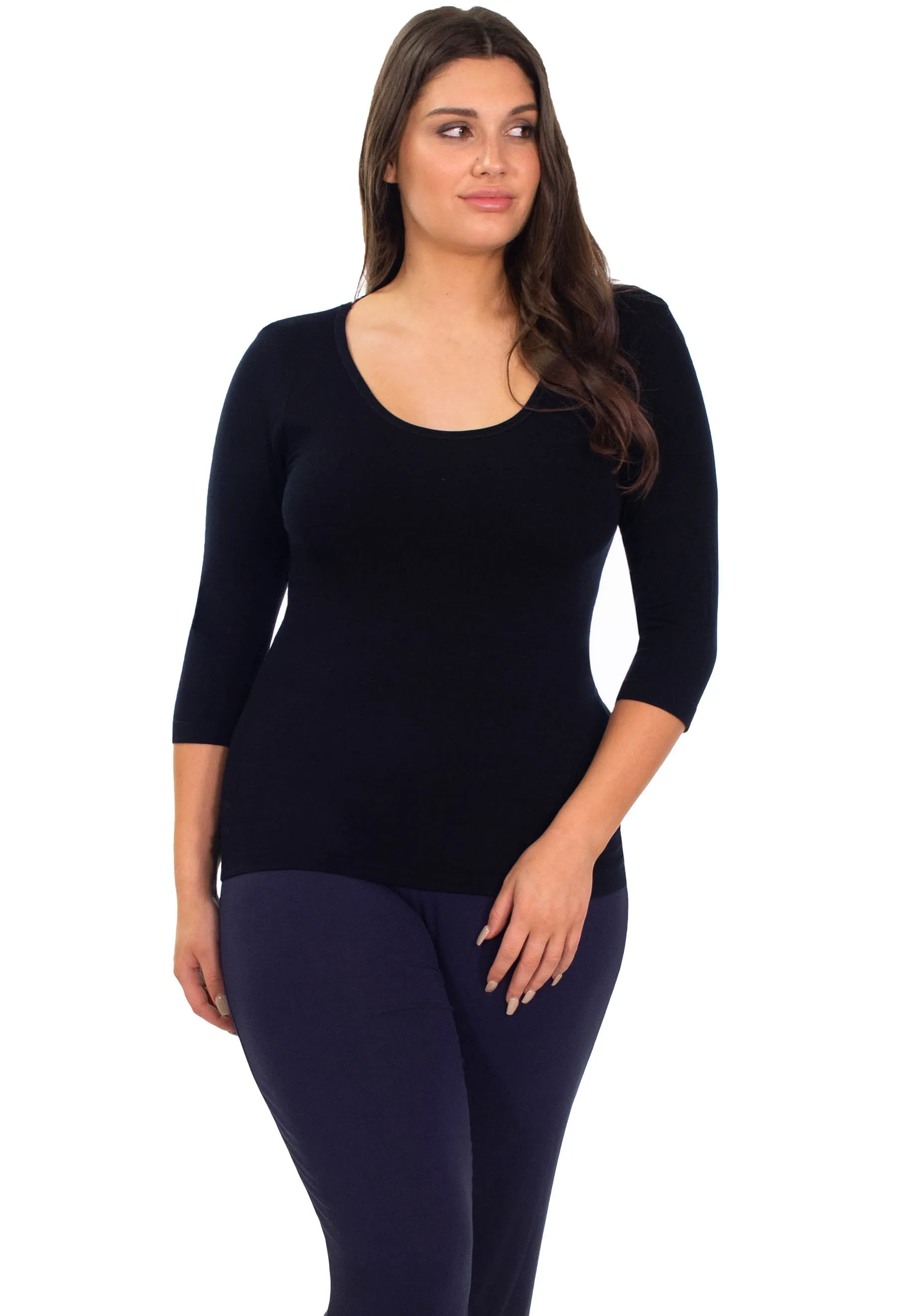 Curvy Bamboo 3/4 Sleeve Top - 3 Pack