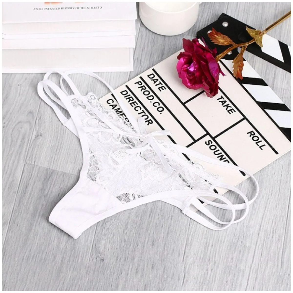 Elegant Ribbon Lace Thong