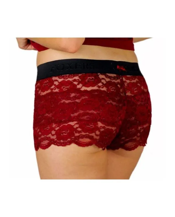  Foxers Lace Boxers in Black Cherry