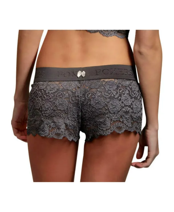 Foxers Lace Boxers in Charcoal Gray