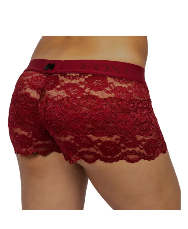 Foxers Lace Boxers in Cherry