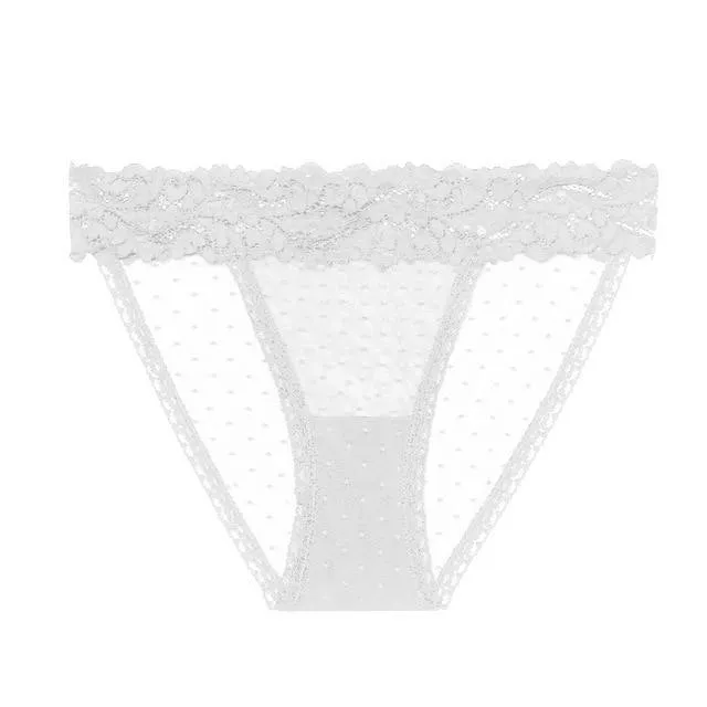 Lace Lingerie Dot Mesh Low-waist Soft Underwear G String Thong Transparent Panties