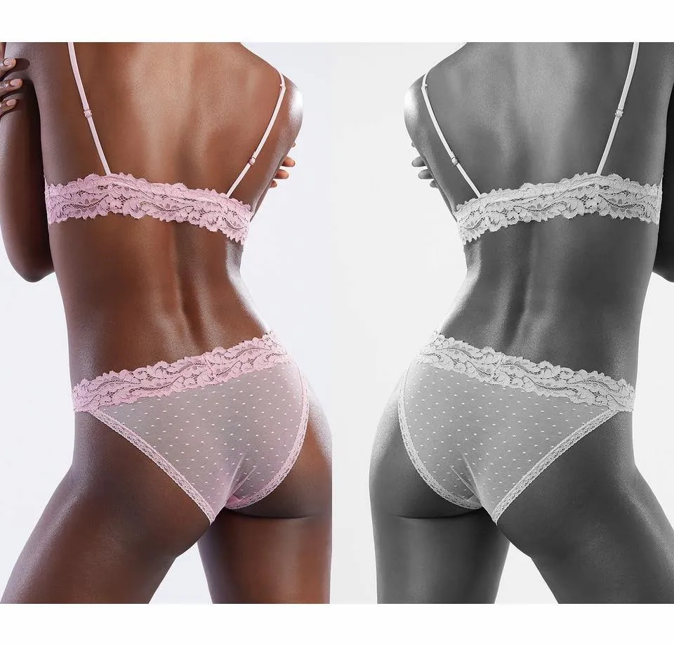 Lace Lingerie Dot Mesh Low-waist Soft Underwear G String Thong Transparent Panties