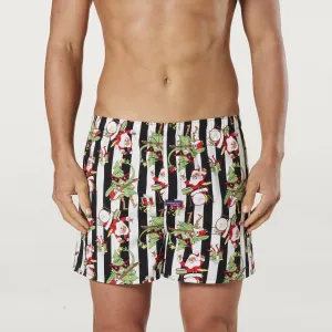 Men's Jingle Bell Rock Christmas Cotton Boxer Short - Black & White