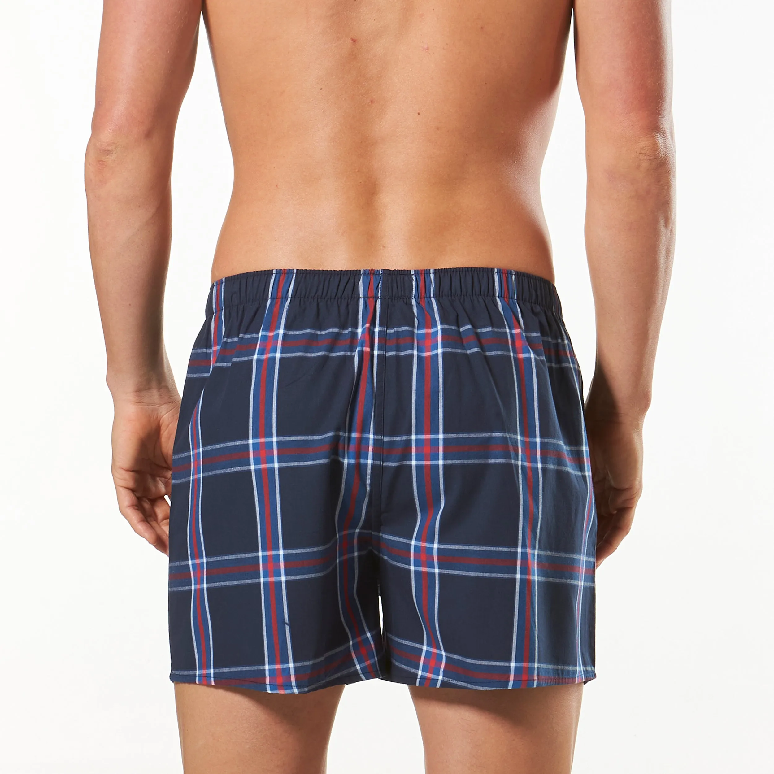 Men's Regular Check Yarn Dyed Boxer Shorts 3 Pack - Navy