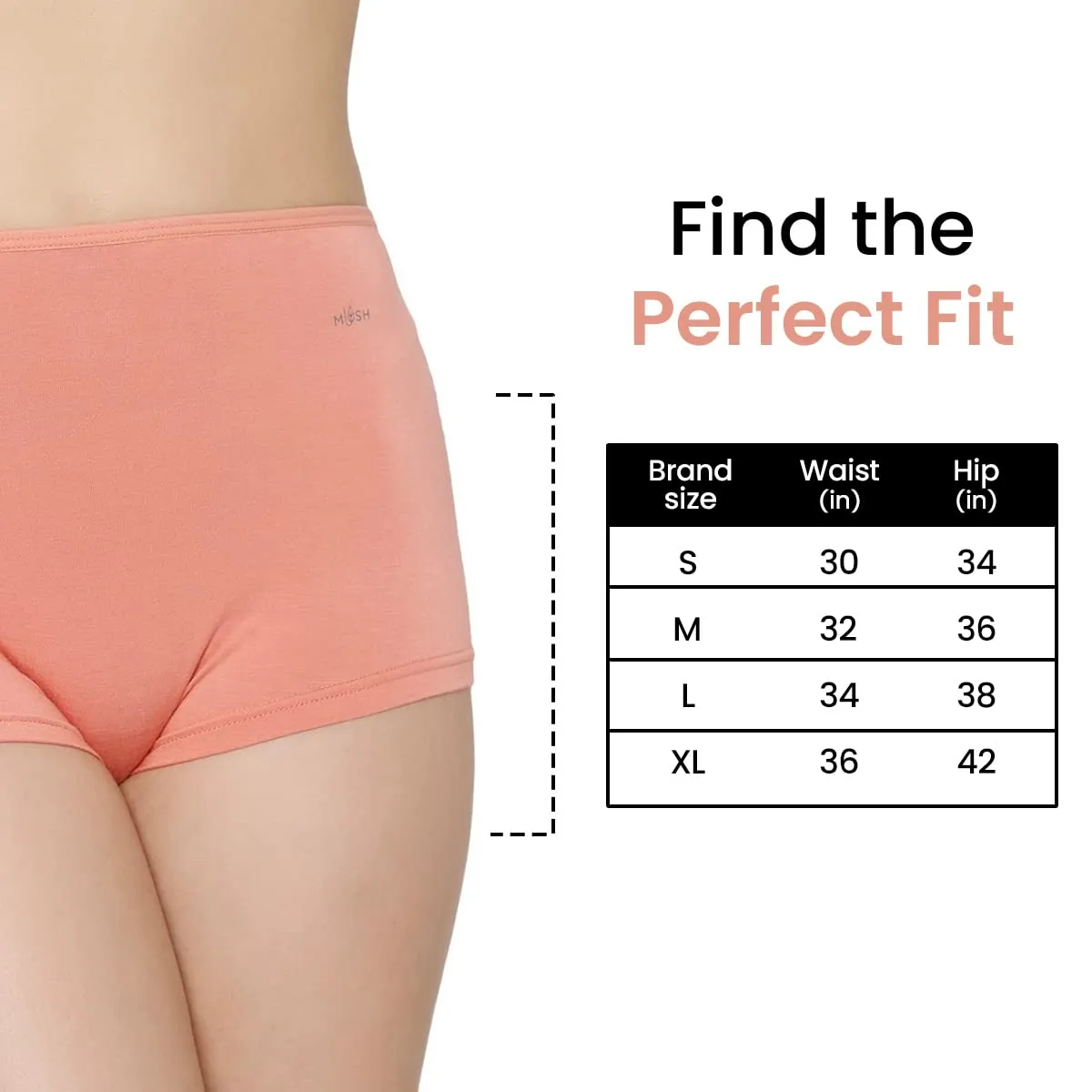 Mush Bamboo Boyshort Panties for Women | Ultra Soft Bamboo Underwear for Women | Breathable, Anti-Odor, Seamless & All Day Comfort Panties Pack of 3 (L, Peach)