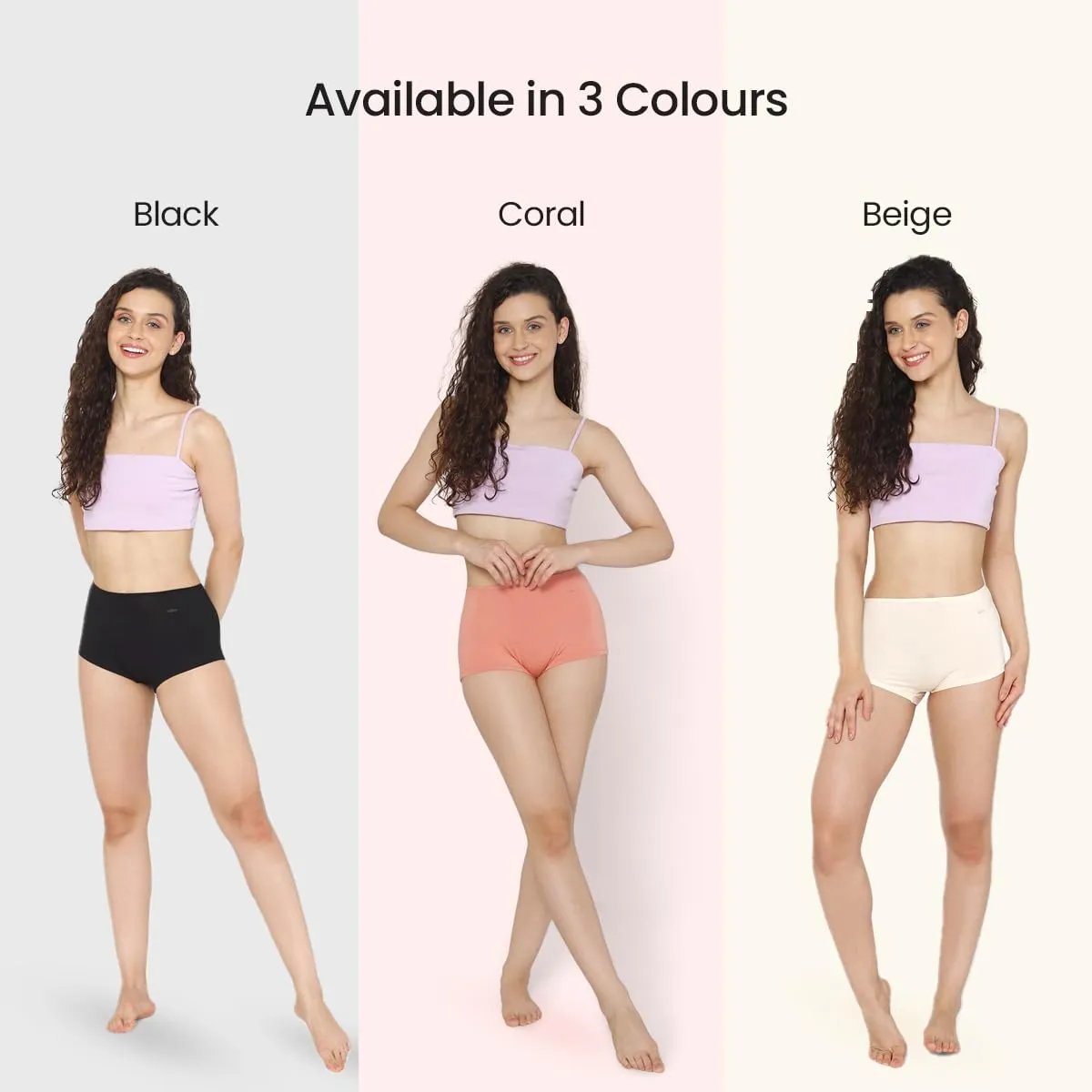 Mush Bamboo Boyshort Panties for Women | Ultra Soft Bamboo Underwear for Women | Breathable, Anti-Odor, Seamless & All Day Comfort Panties Pack of 3 (M, Beige)