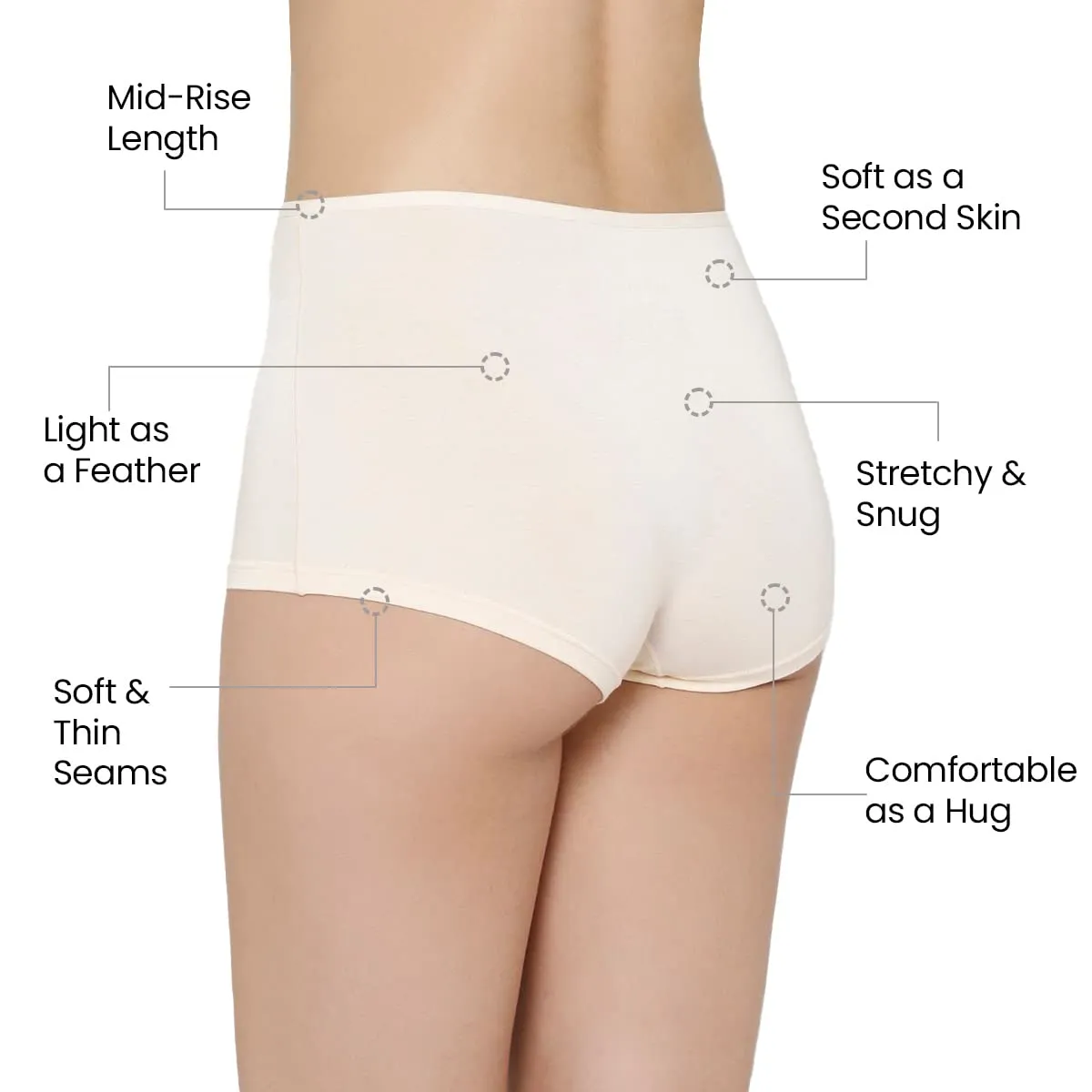 Mush Bamboo Boyshort Panties for Women | Ultra Soft Bamboo Underwear for Women | Breathable, Anti-Odor, Seamless & All Day Comfort Panties Pack of 3 (M, Beige)