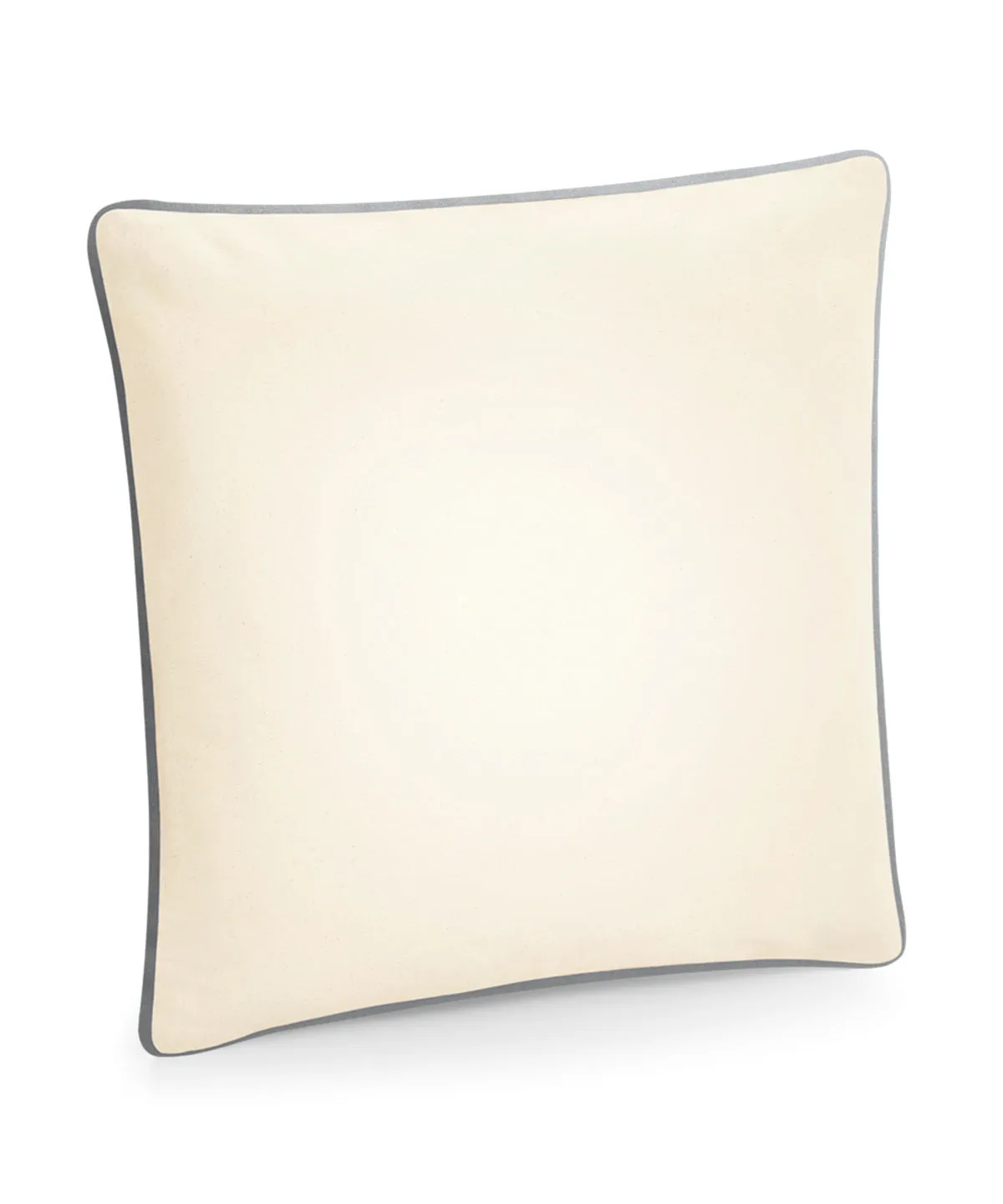 Natural/Light Grey - Fairtrade cotton piped cushion cover