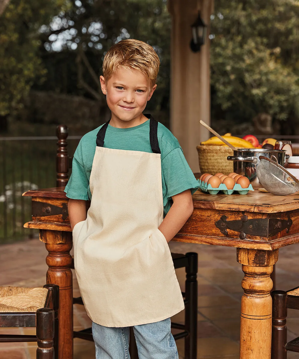 Natural/Pistachio - Fairtrade cotton junior craft apron