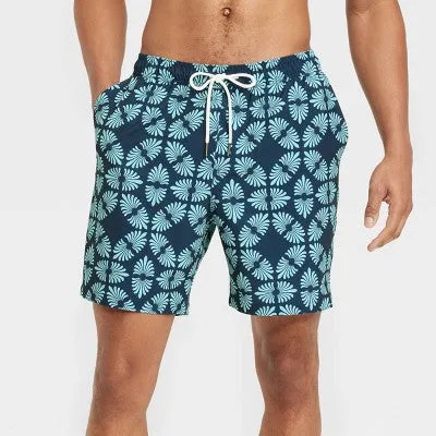 New - Men's 7" 4-Way Stretch Elevated Elastic Waist Trunk Swimsuit - Goodfellow & Co Blue XL