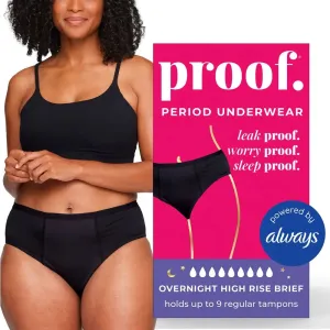 New - Proof. by Always Women's High-Rise Briefs, Overnight Absorbency Period