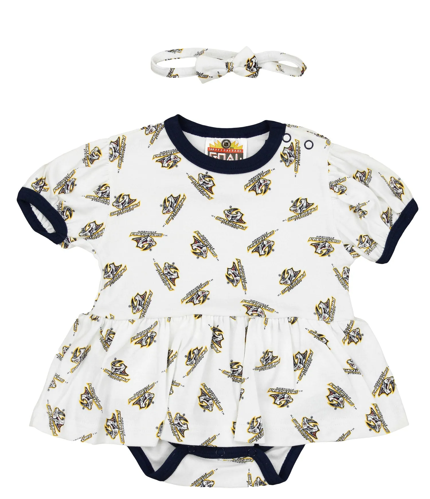 NHL Infant Nashville Predators Dress with Headband Set , White