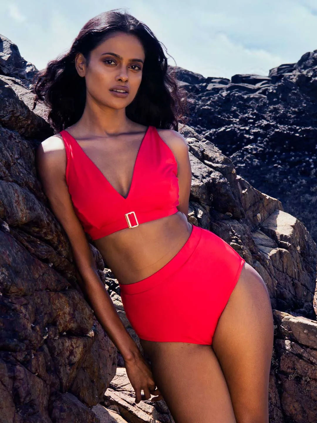 Retro Red Bikini Swim Set