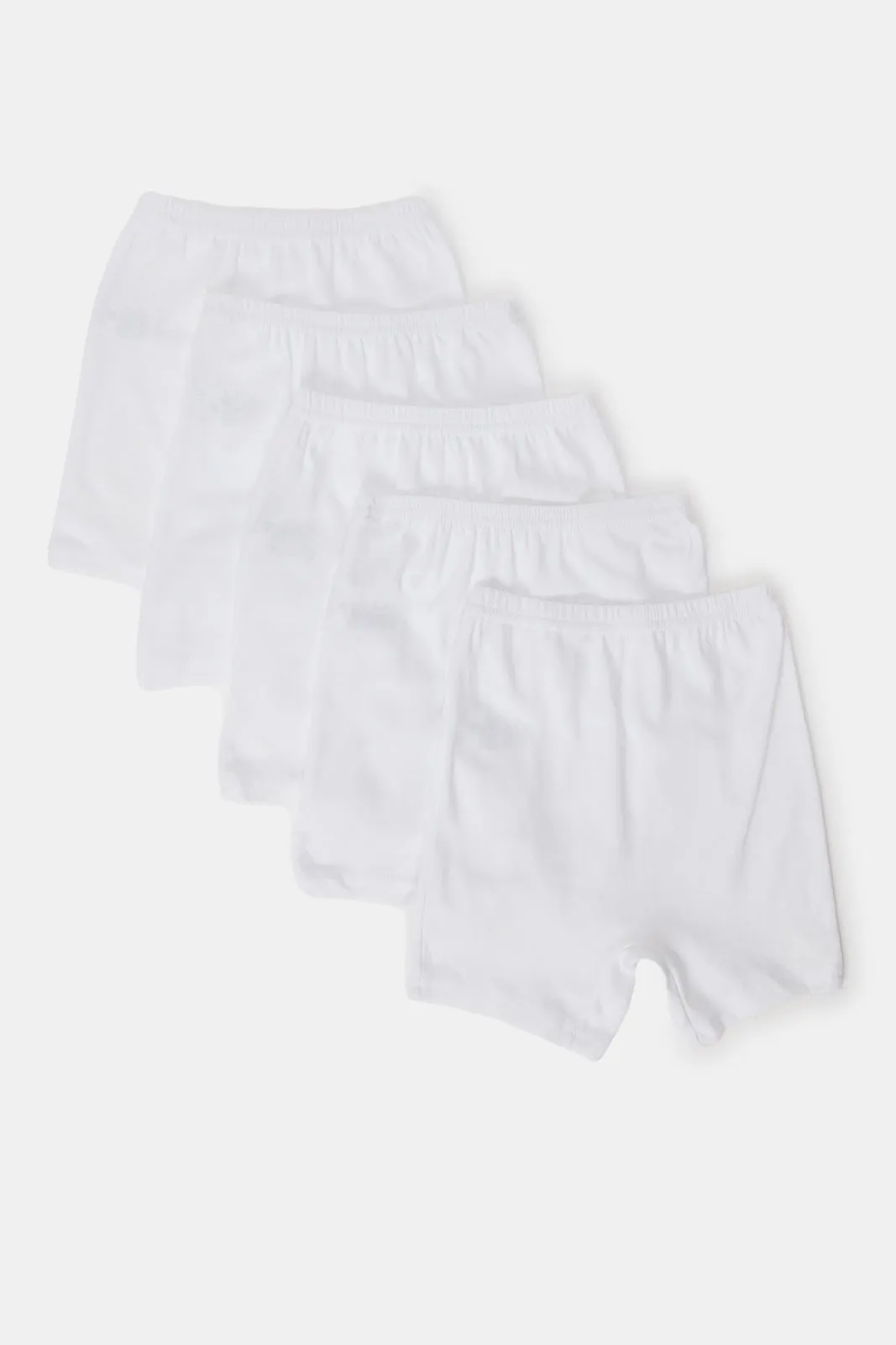 Senior Girls White Solid Basic Half Pant (Pack of 5)