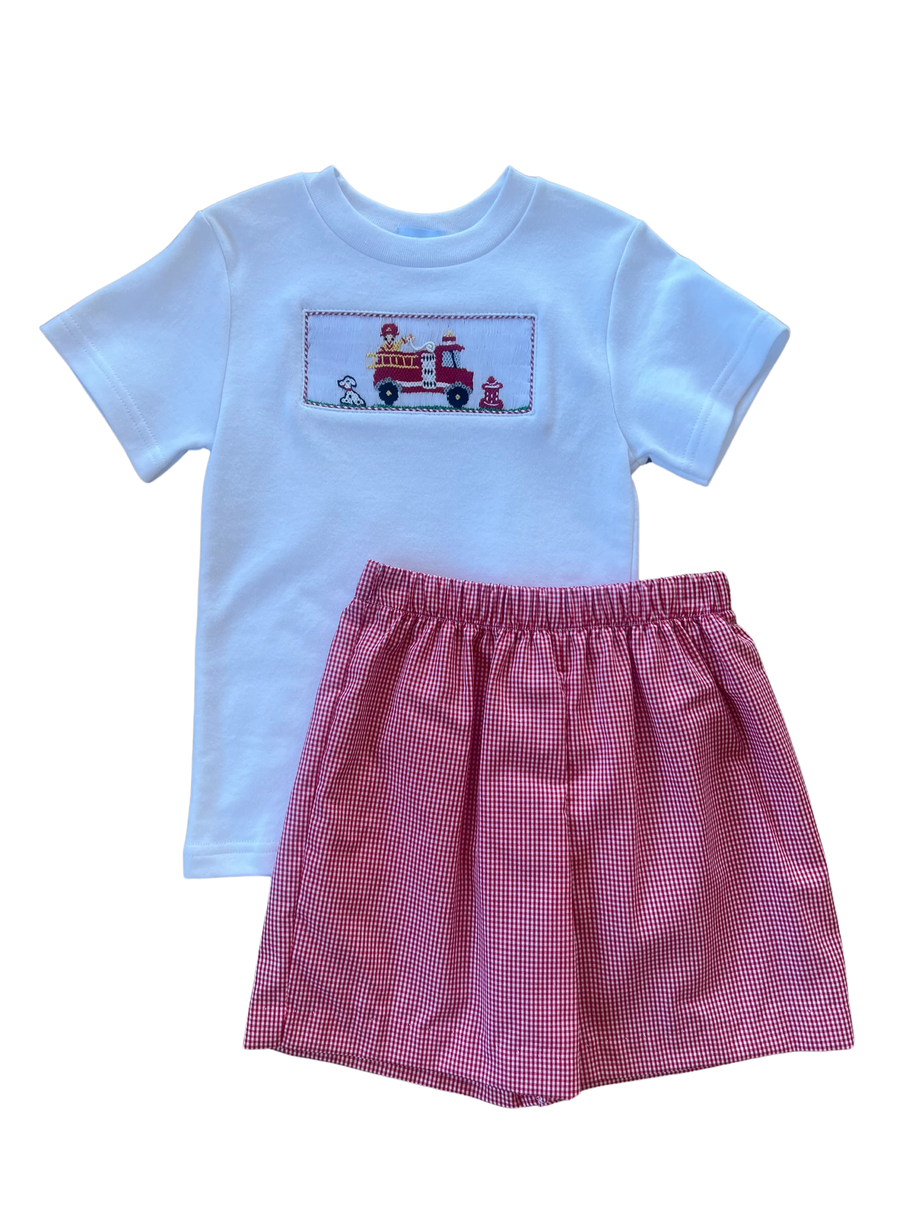 Smocked Firetruck Short Set