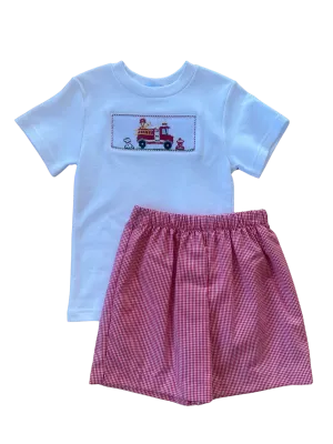 Smocked Firetruck Short Set