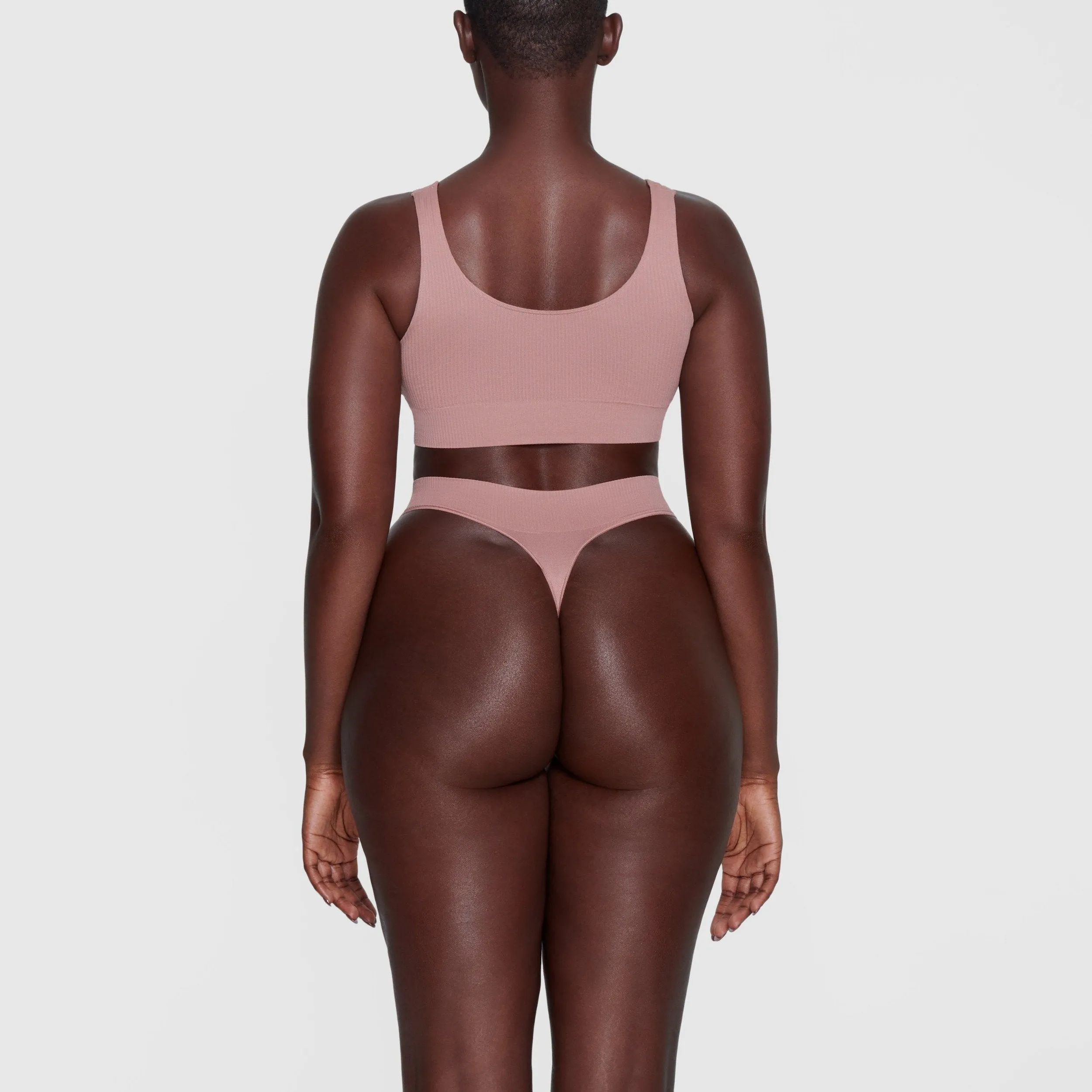 STRETCH RIB THONG | ROSE CLAY