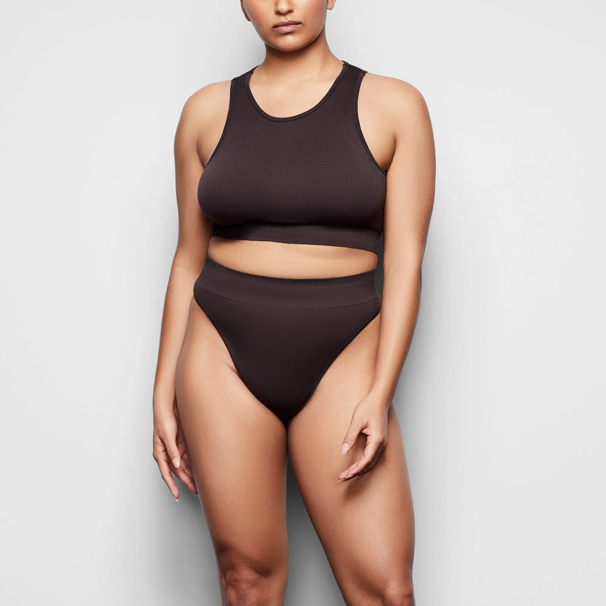 STRETCH RIB THONG | SOOT