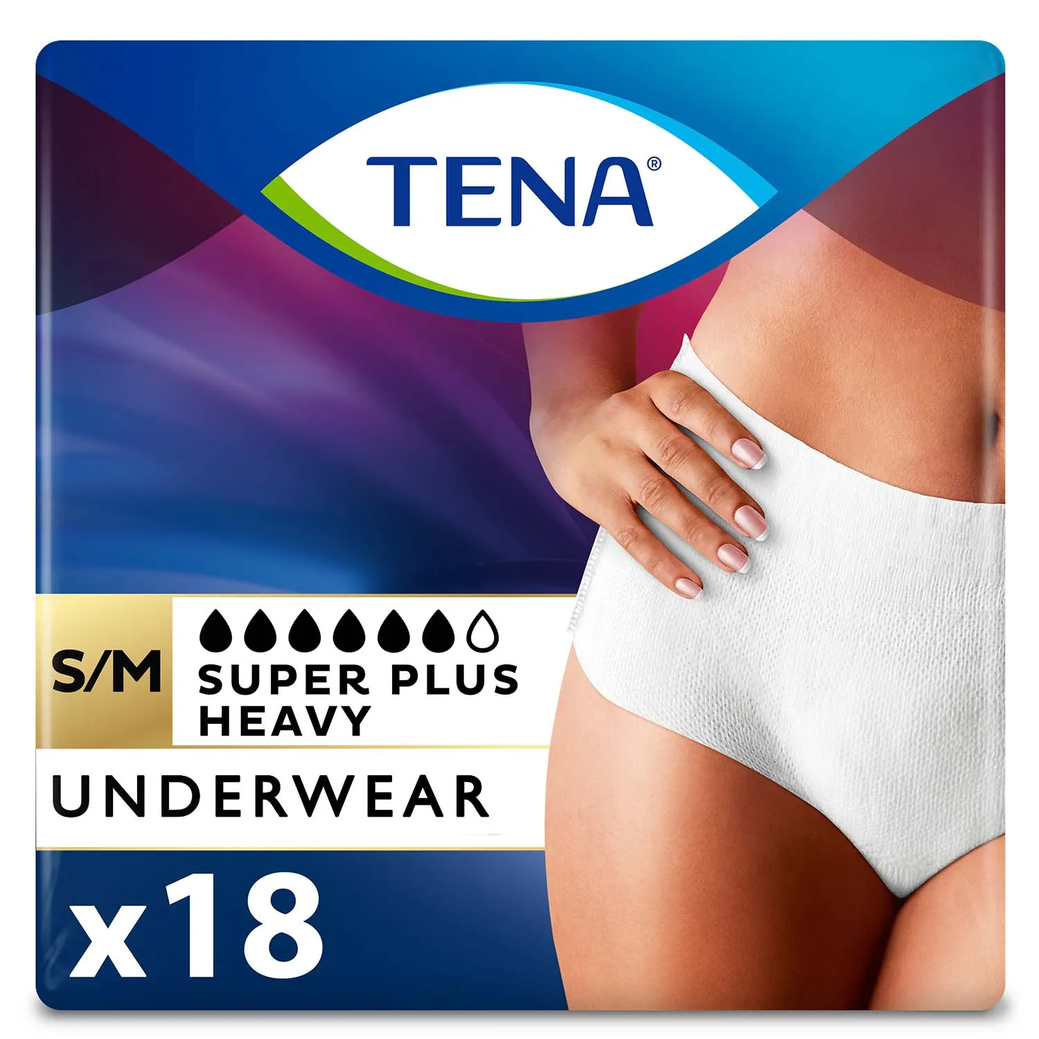 TENA Super Plus Incontinence Underwear for Women 29"- 40", Heavy Absorbency, Small/Medium