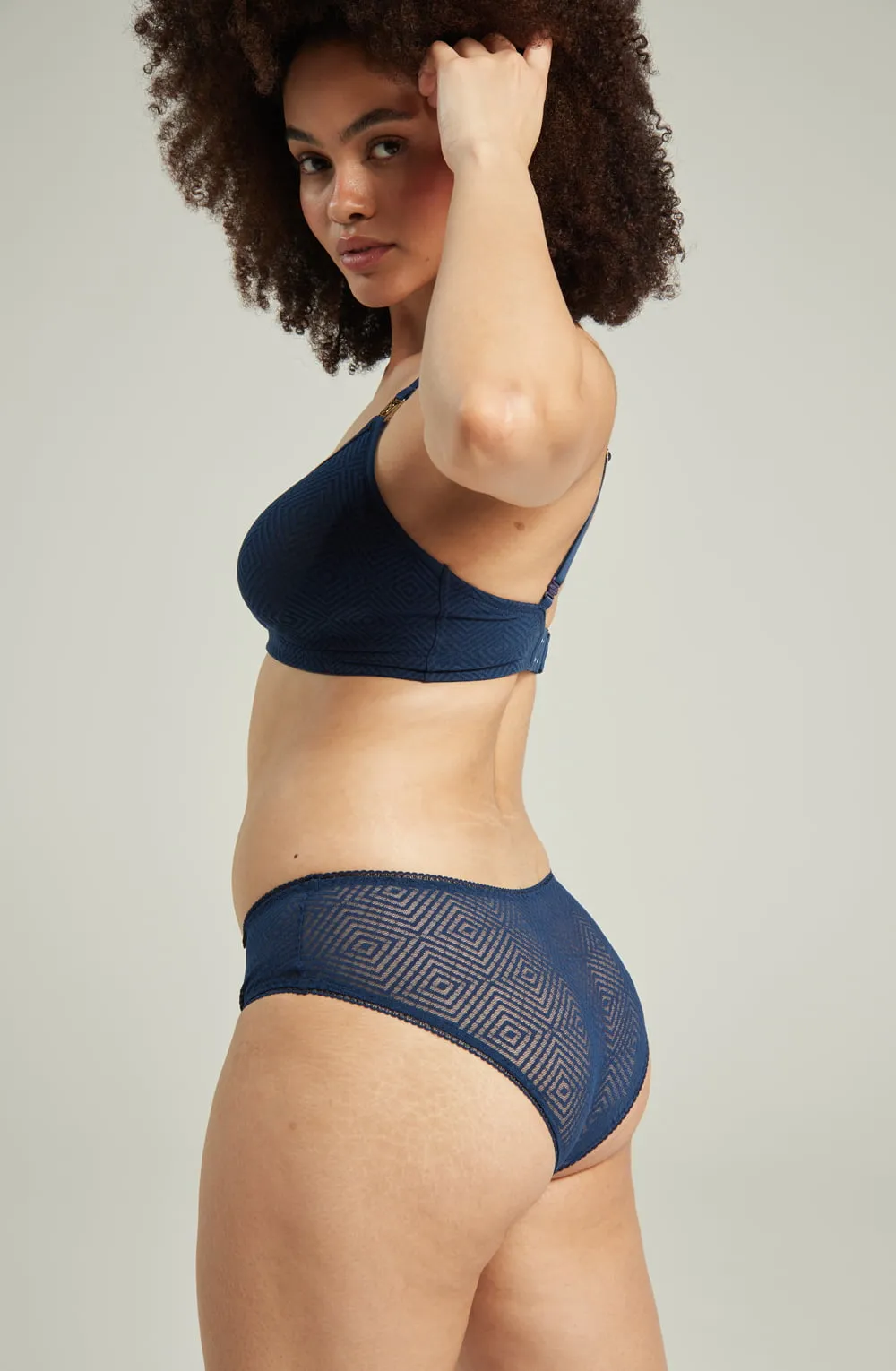 The Sheer Deco Hipster Brief Navy