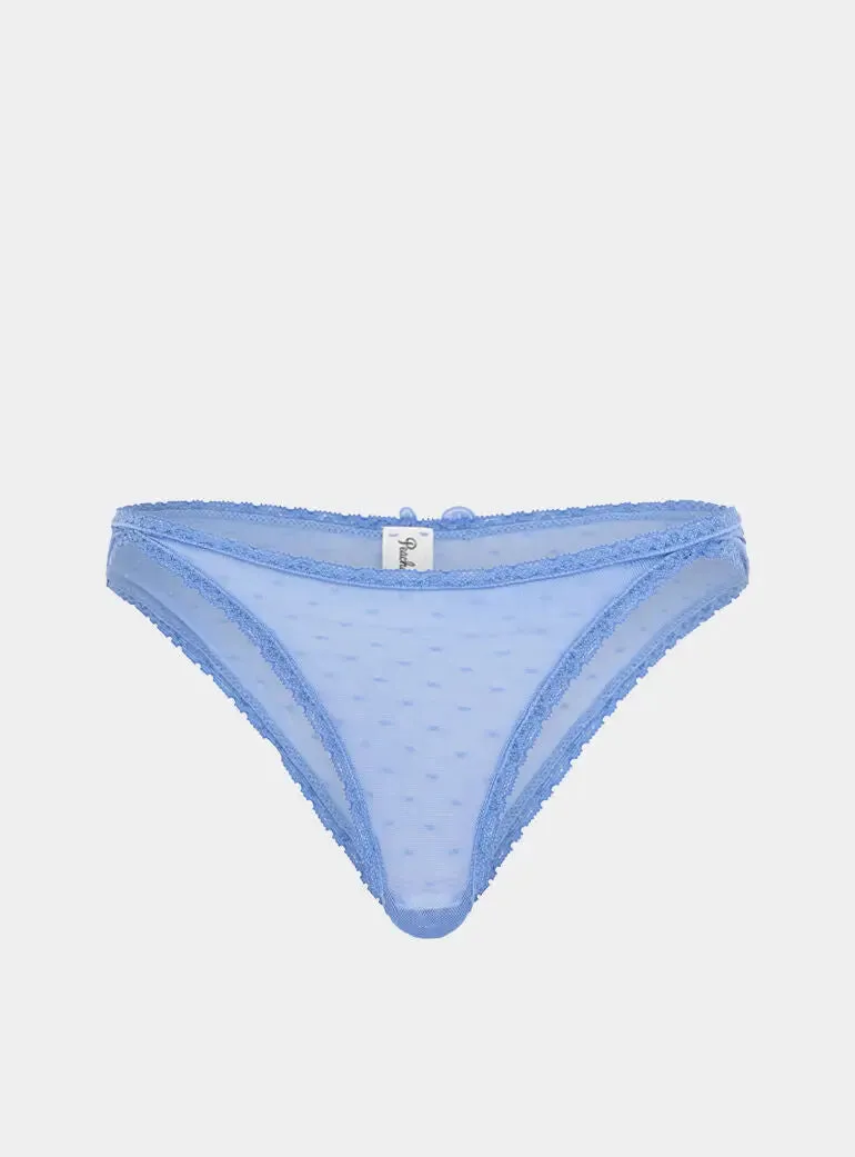 Ume Recycled-Lace Mid-Rise Briefs - Mountain Blue