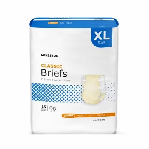 Unisex Adult Incontinence Brief McKesson Classic Tab Closure X-Large Disposable Light Absorbency Count of 15 By McKesson