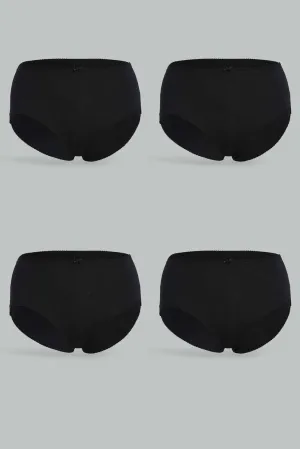 Women Black Full Brief Set (Pack of 4)