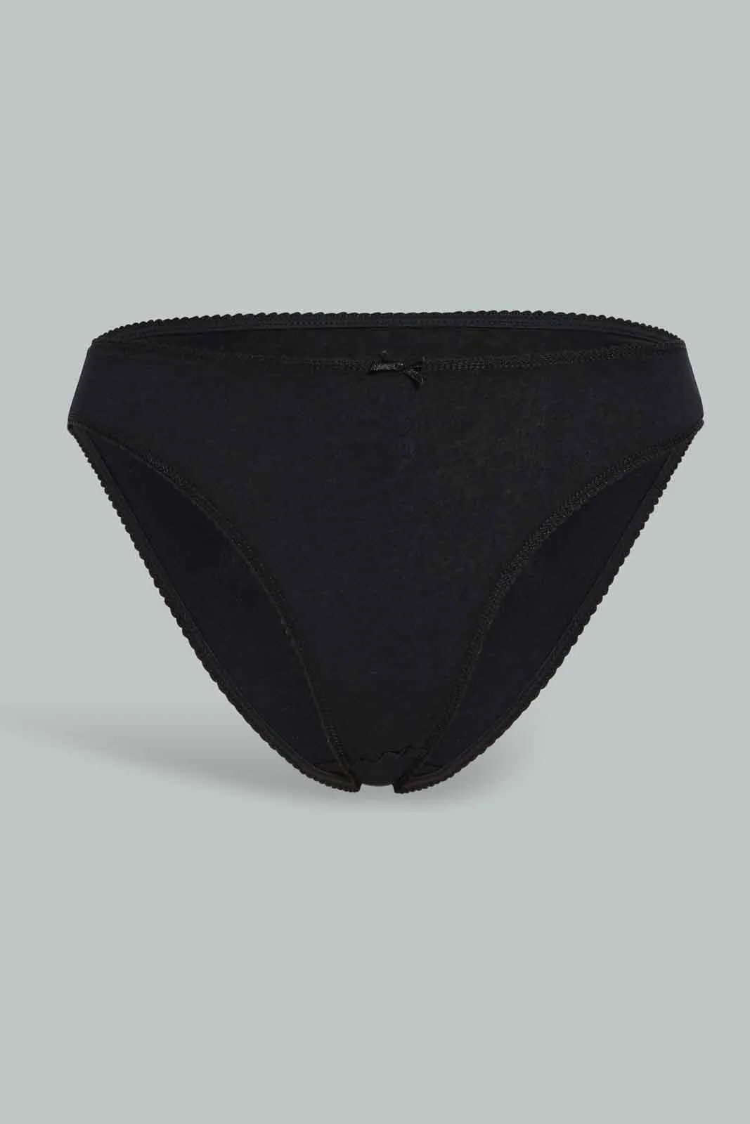 Women Black Plain High Leg Brief (Pack of 5)