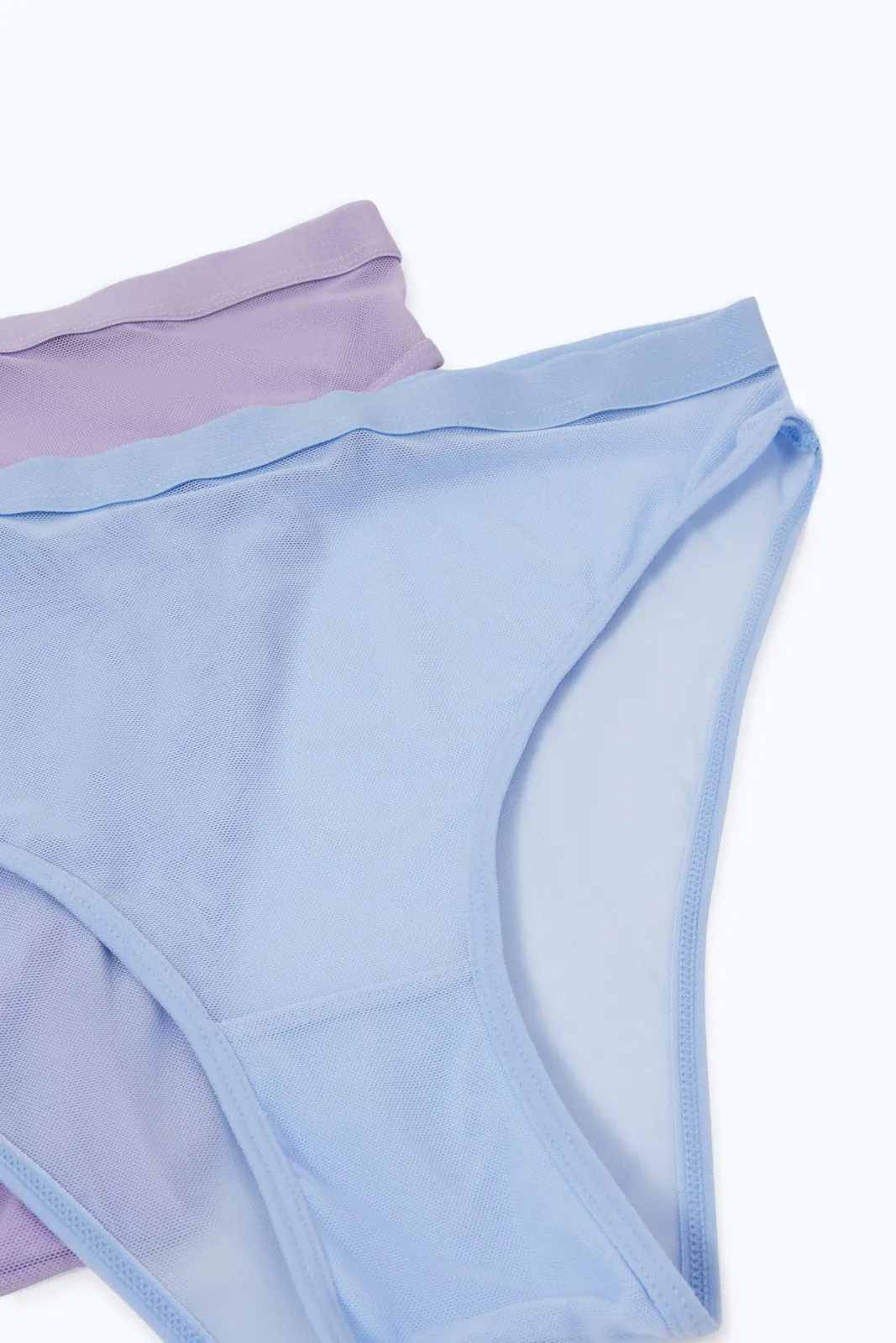 Women Lilac And Blue High Leg Briefs Set (Pack Of 2)