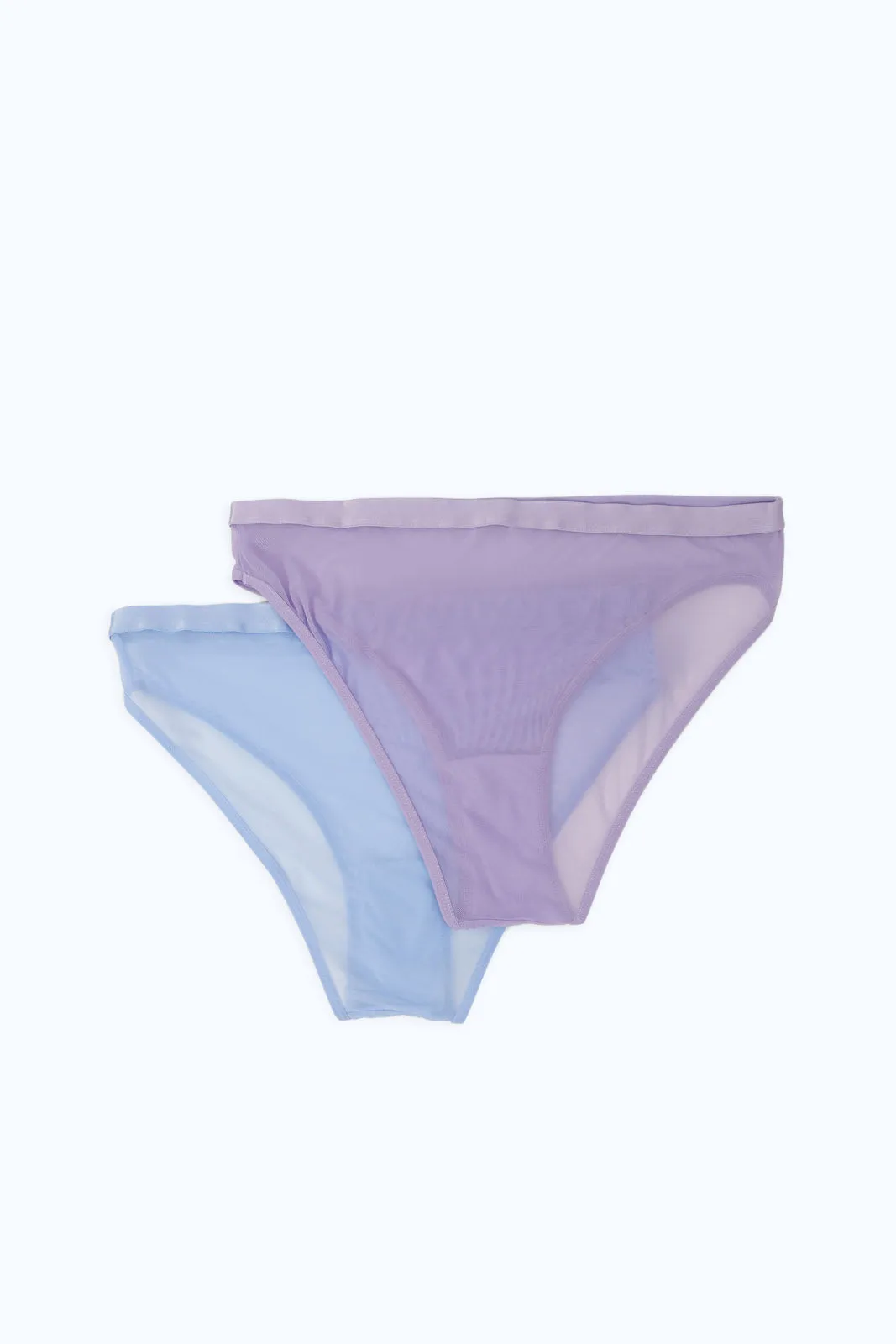 Women Lilac And Blue High Leg Briefs Set (Pack Of 2)