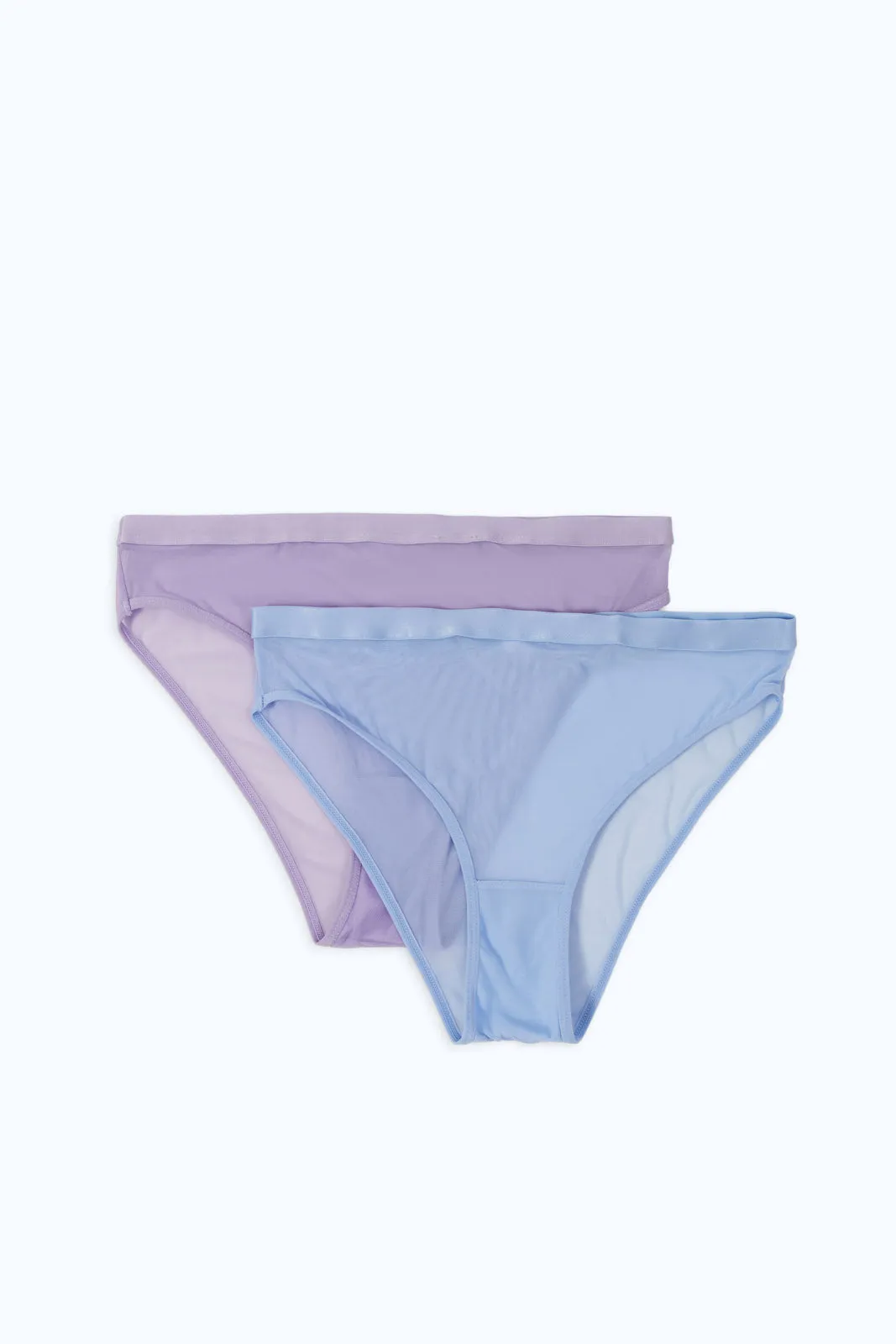 Women Lilac And Blue High Leg Briefs Set (Pack Of 2)