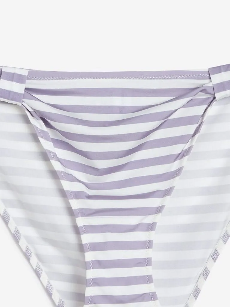 Wunderlove Off White Striped High-Leg Briefs