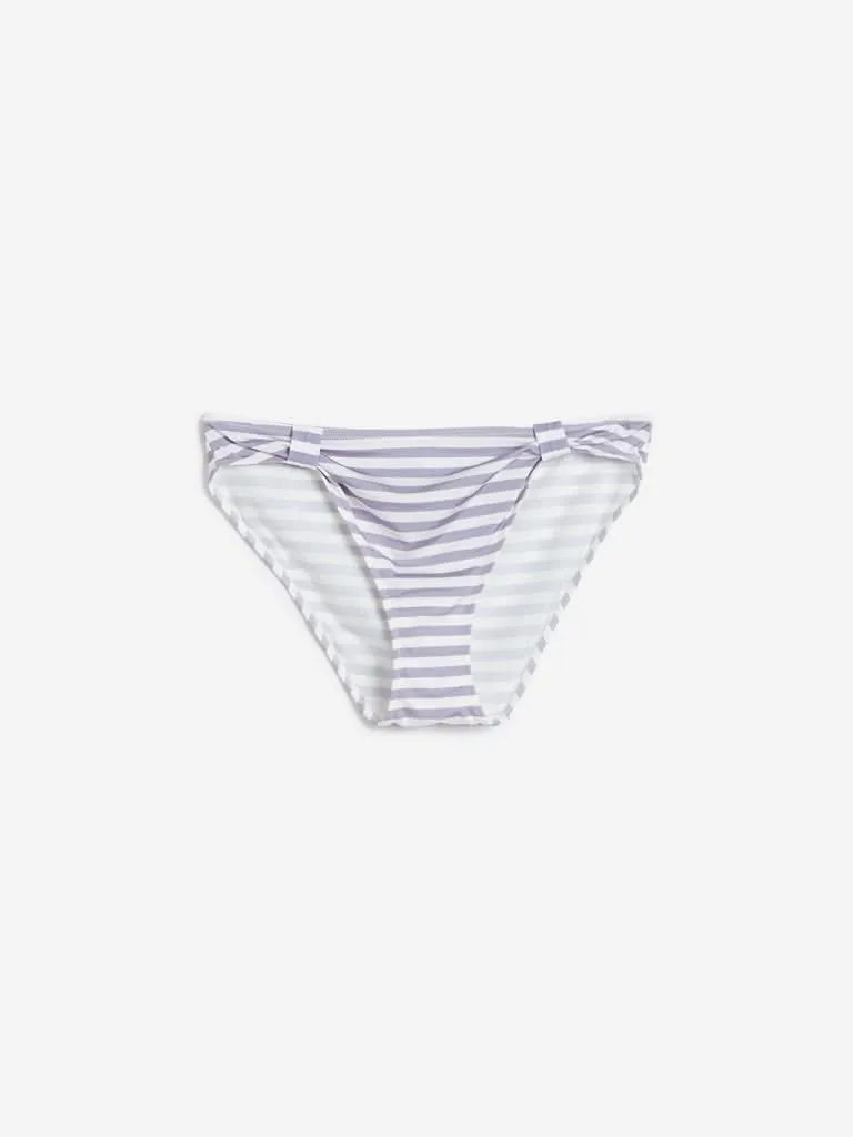 Wunderlove Off White Striped High-Leg Briefs